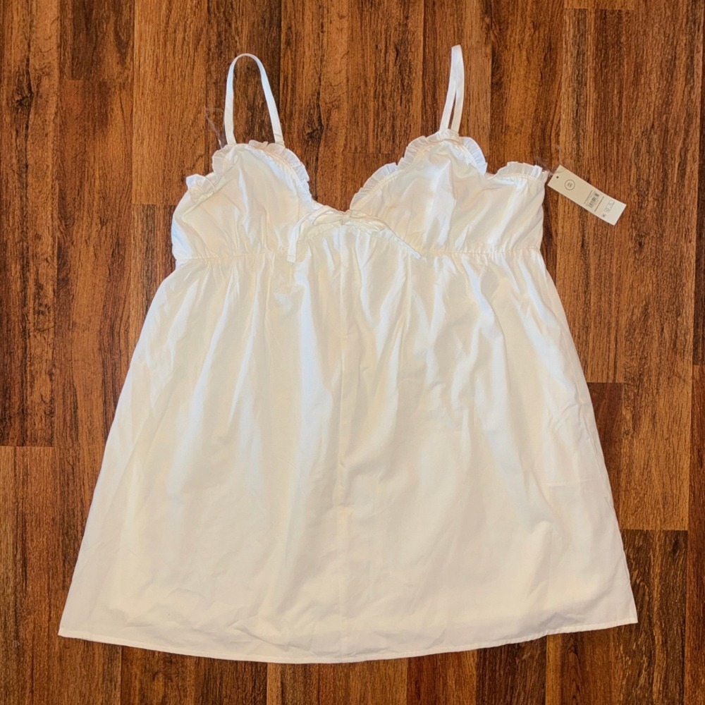 No Boundaries Poplin Mini Sundress Winter White XXL 20 Ruffle Empire Waist New